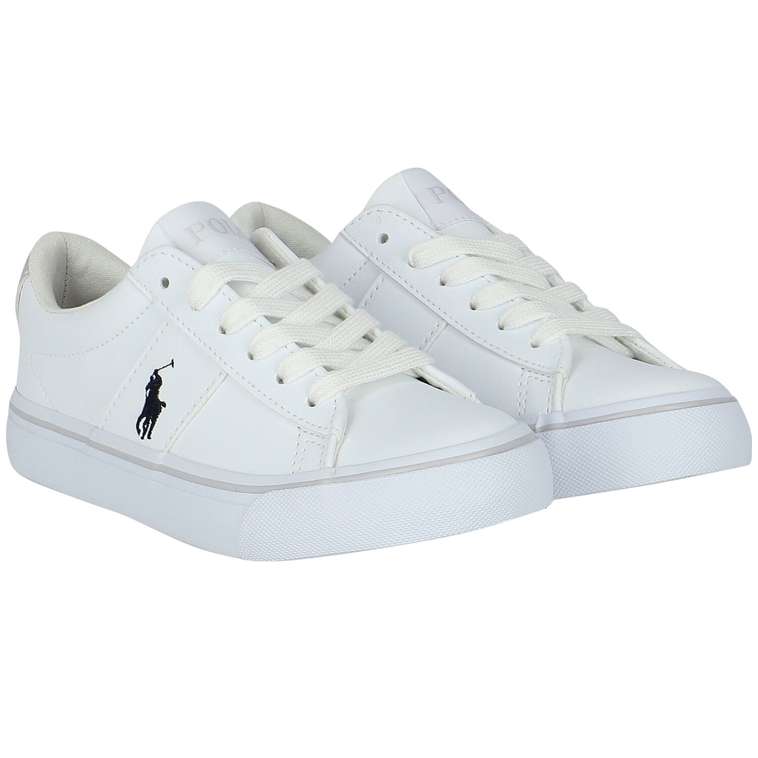 Boys White Logo Trainers, 1, hi-res