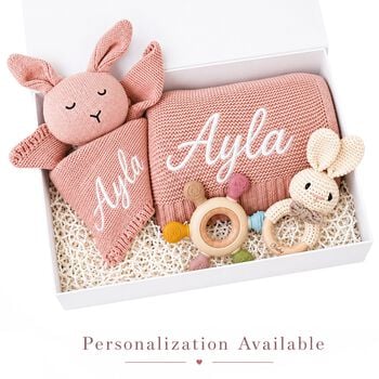 Pink Baby Blanket & Bunny Comforter Gift Set
