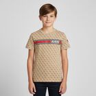 Boys Beige Logo T-Shirt, 1, hi-res