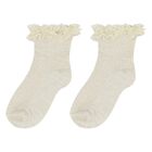 Baby Girls Beige & Gold Lace Socks, 2, hi-res