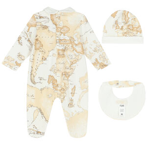 Ivory & Beige Geo Map Babygrow Set