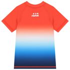 Boys Orange, Blue & White Rash Vest, 1, hi-res