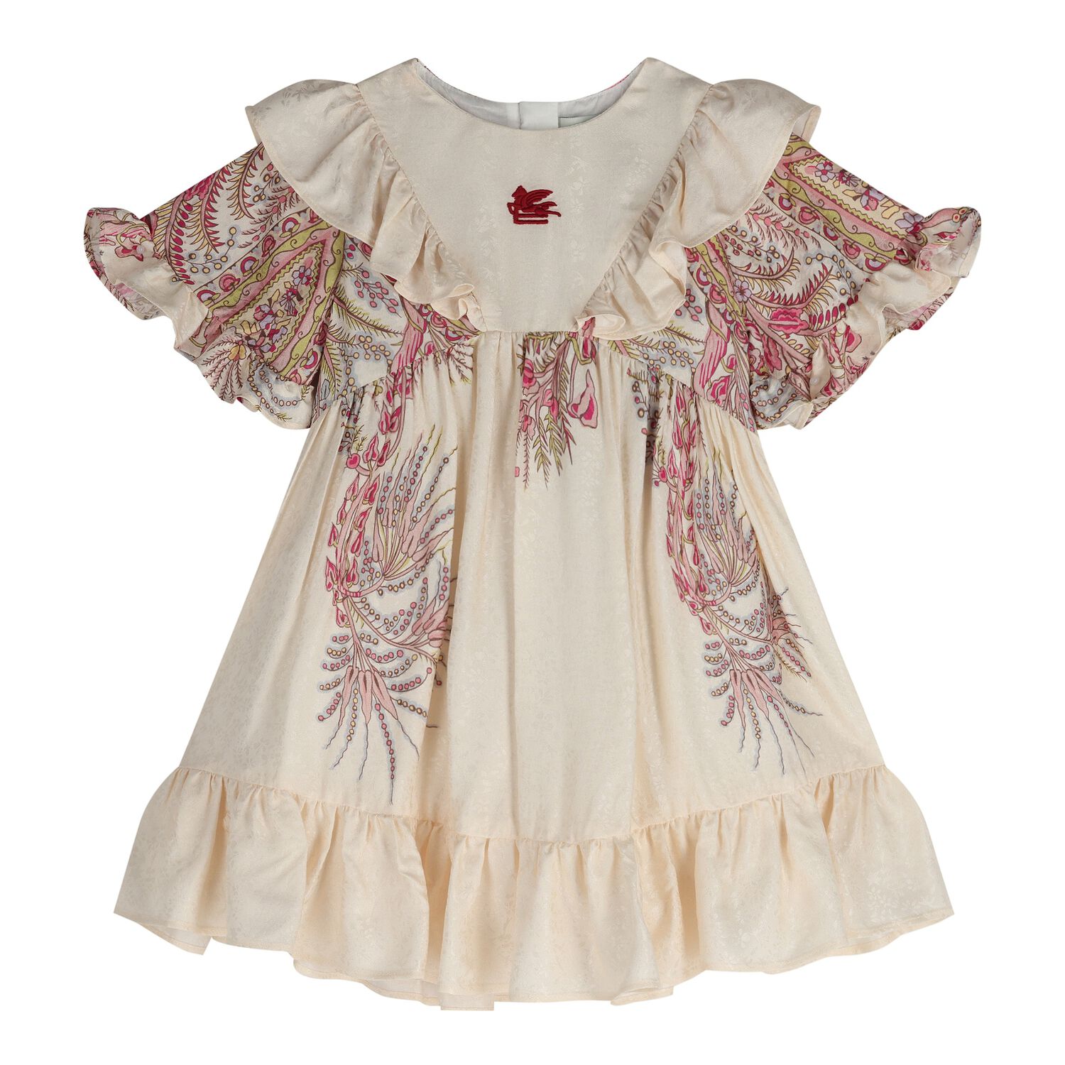 Baby Girls Ivory & Pink Paisley Dress, 2, hi-res