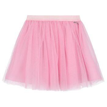 Girls Pink Logo Tulle Skirt
