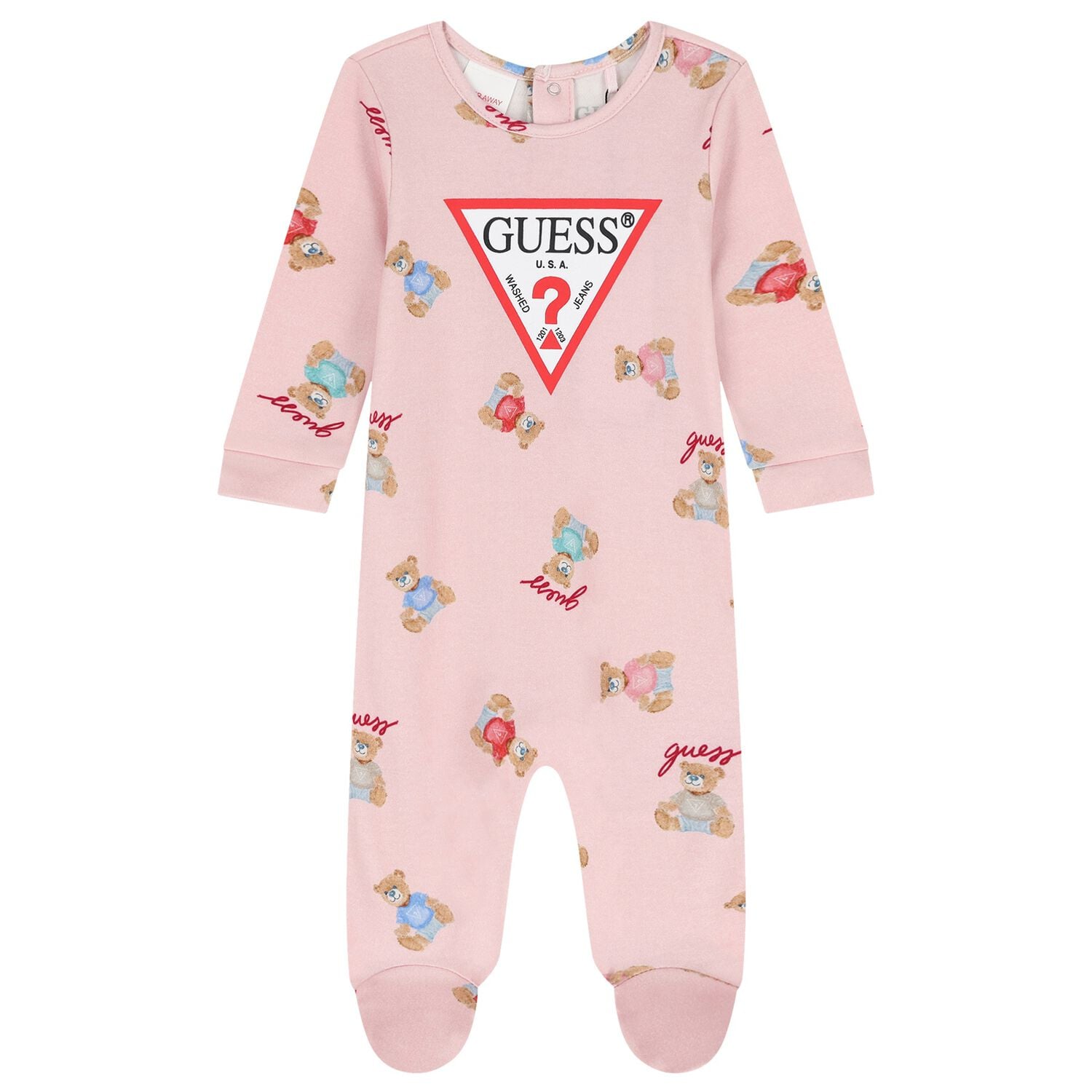 Baby Girls Pink Logo Teddy Bear Babygrow, 2, hi-res