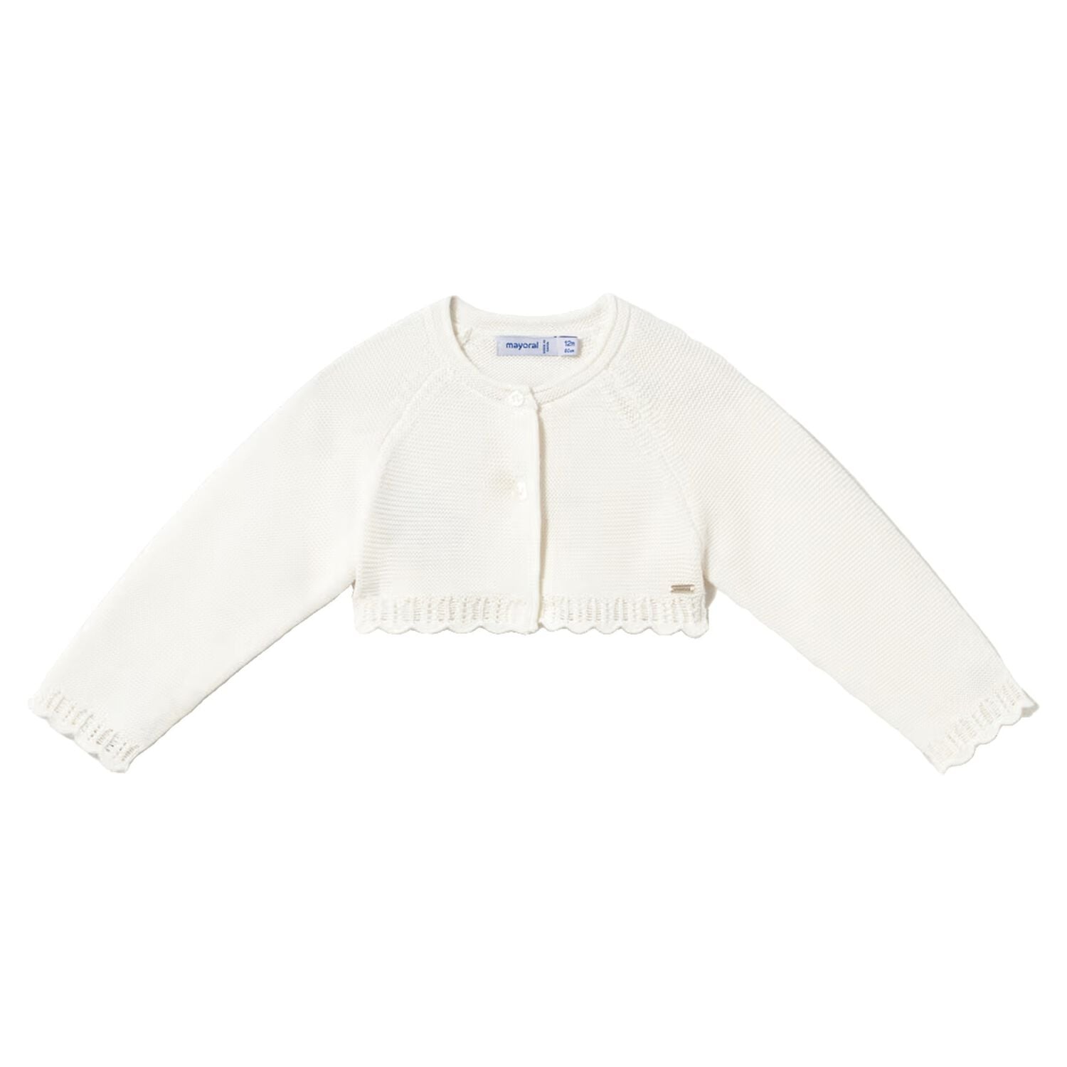 Younger Girls Ivory Knitted Cardigan, 3, hi-res
