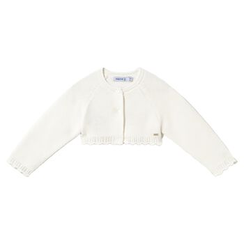 Younger Girls Ivory Knitted Cardigan