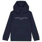 Boys Navy Blue Logo Hooded Top, 2, hi-res
