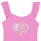Girls Pink Logo Swimsuit, 1, hi-res