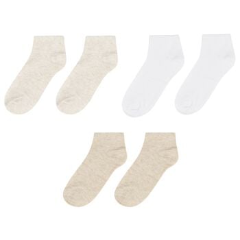Boys Beige & White Socks (3 Pack) 
