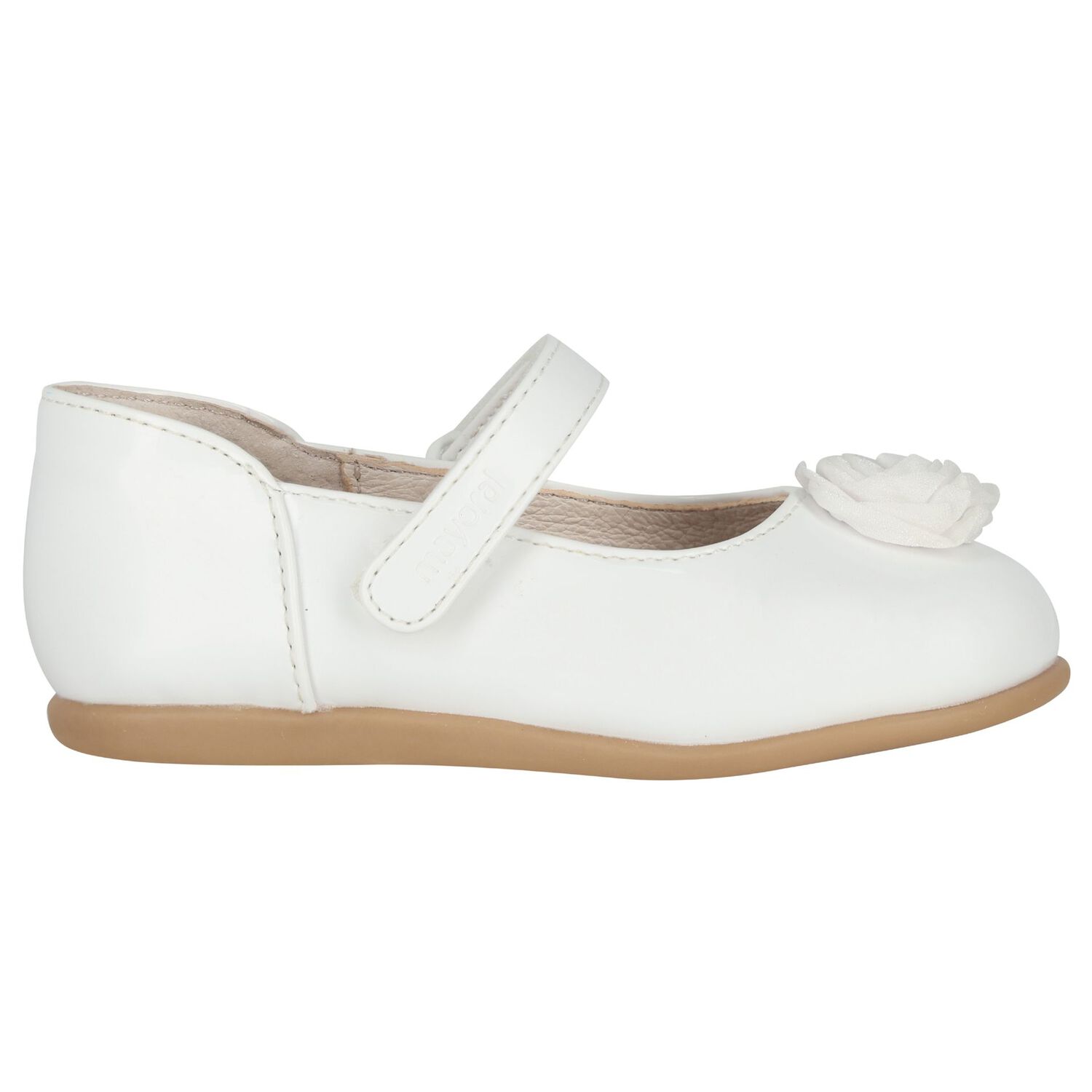 Younger Girls White Flower Shoes , 1, hi-res
