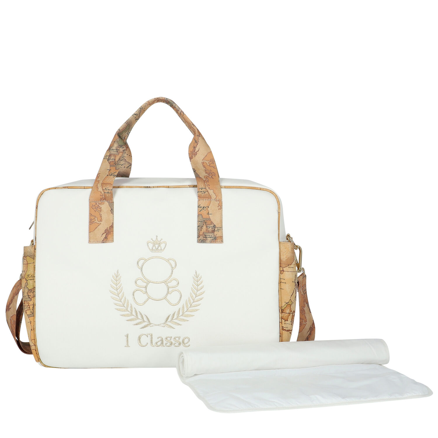 شنطة مواليد بطبعة خريطة باللون العاجي والبيج للأطفال  , 1, hi-res