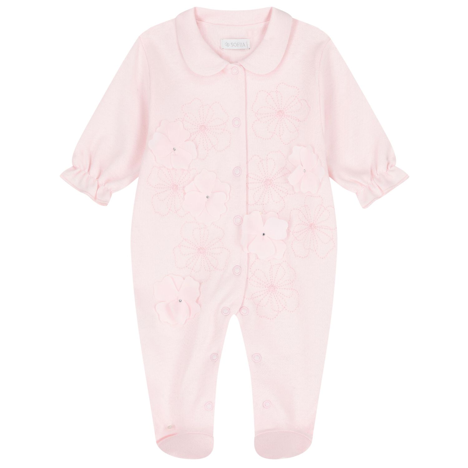 Baby Girls Pink Floral Babygrow, 1, hi-res image number null