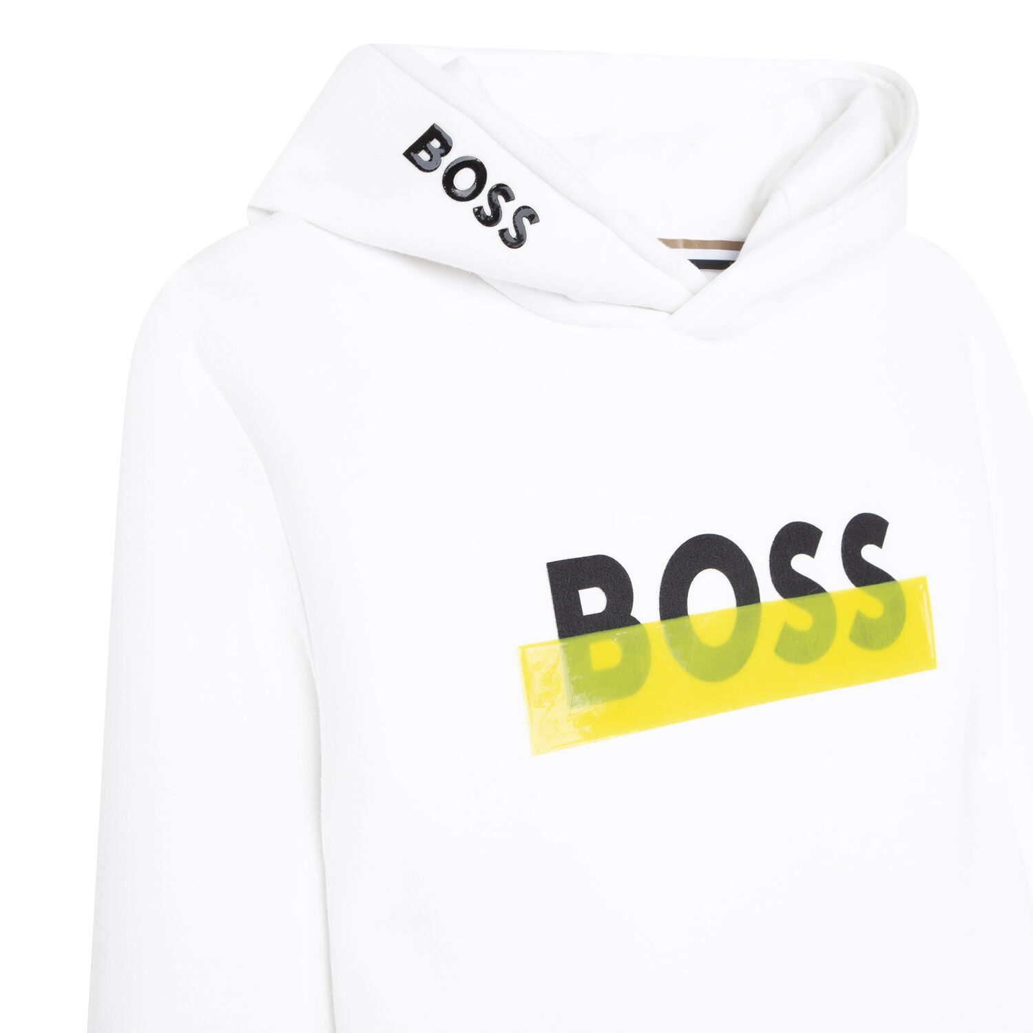Boys White Logo Hooded Top, 1, hi-res image number null