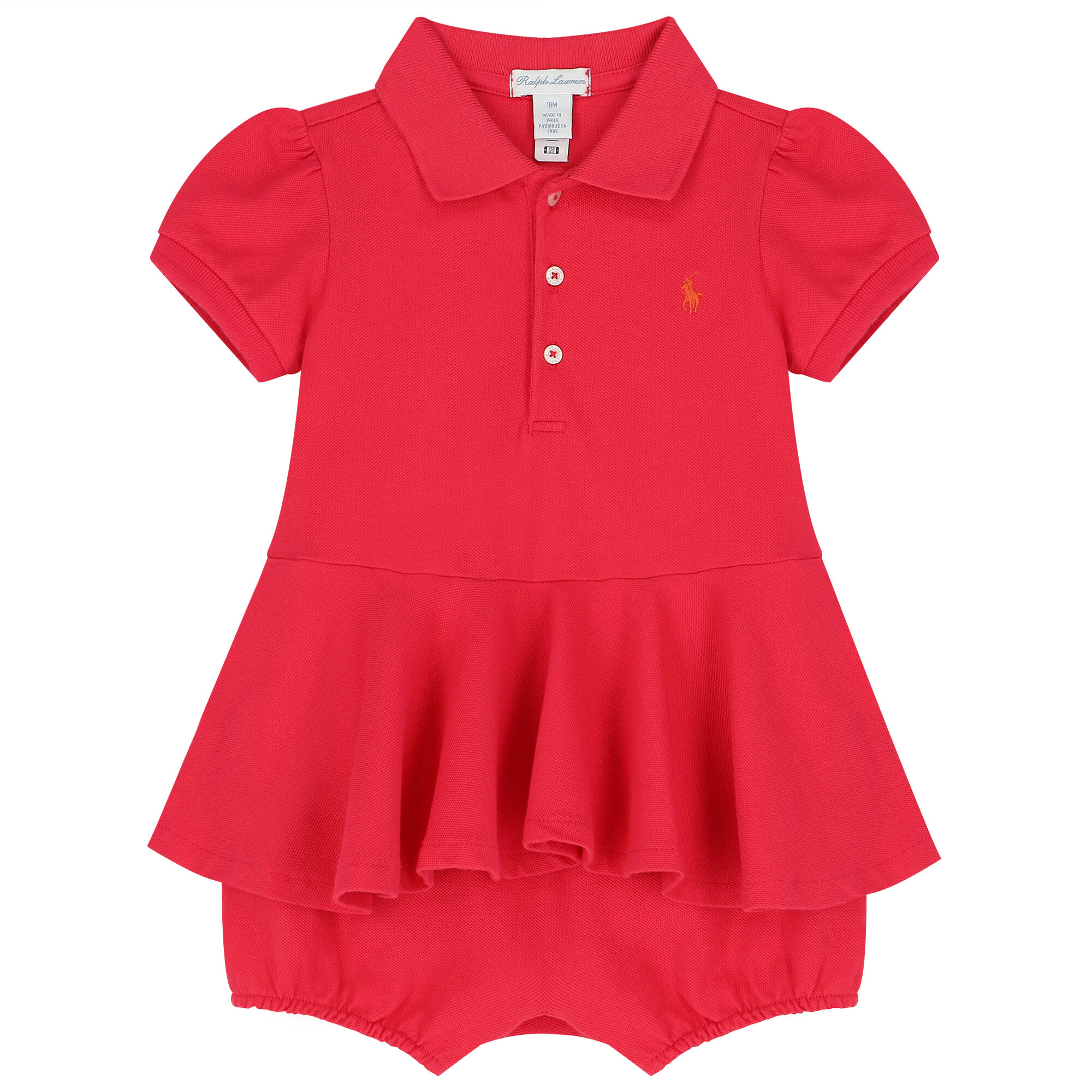 Ralph Lauren Baby Girls Pink Logo Romper Dress Junior Couture USA