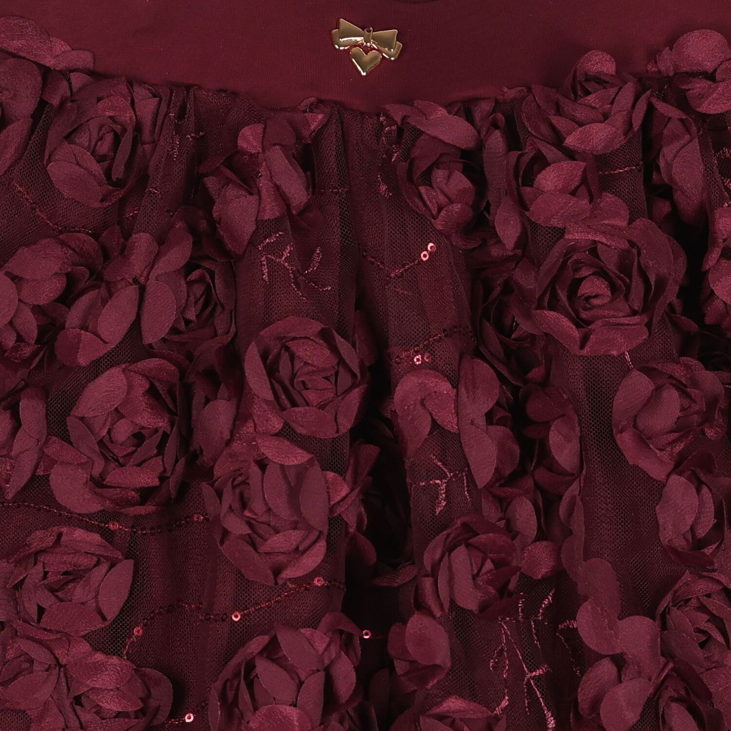 Girls Burgundy 3D Flower & Sequin Tulle Aliza Skirt, 1, hi-res