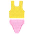 Girls Yellow & Bubblegum Pink Crinkle Bikini, 1, hi-res