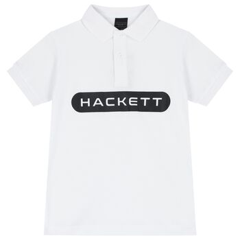 Hackett London Boys White Cotton Logo Polo Shirt, 1 Boys White Cotton Logo Polo Shirt
