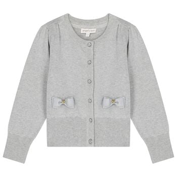 Girls Grey Bow Cardigan