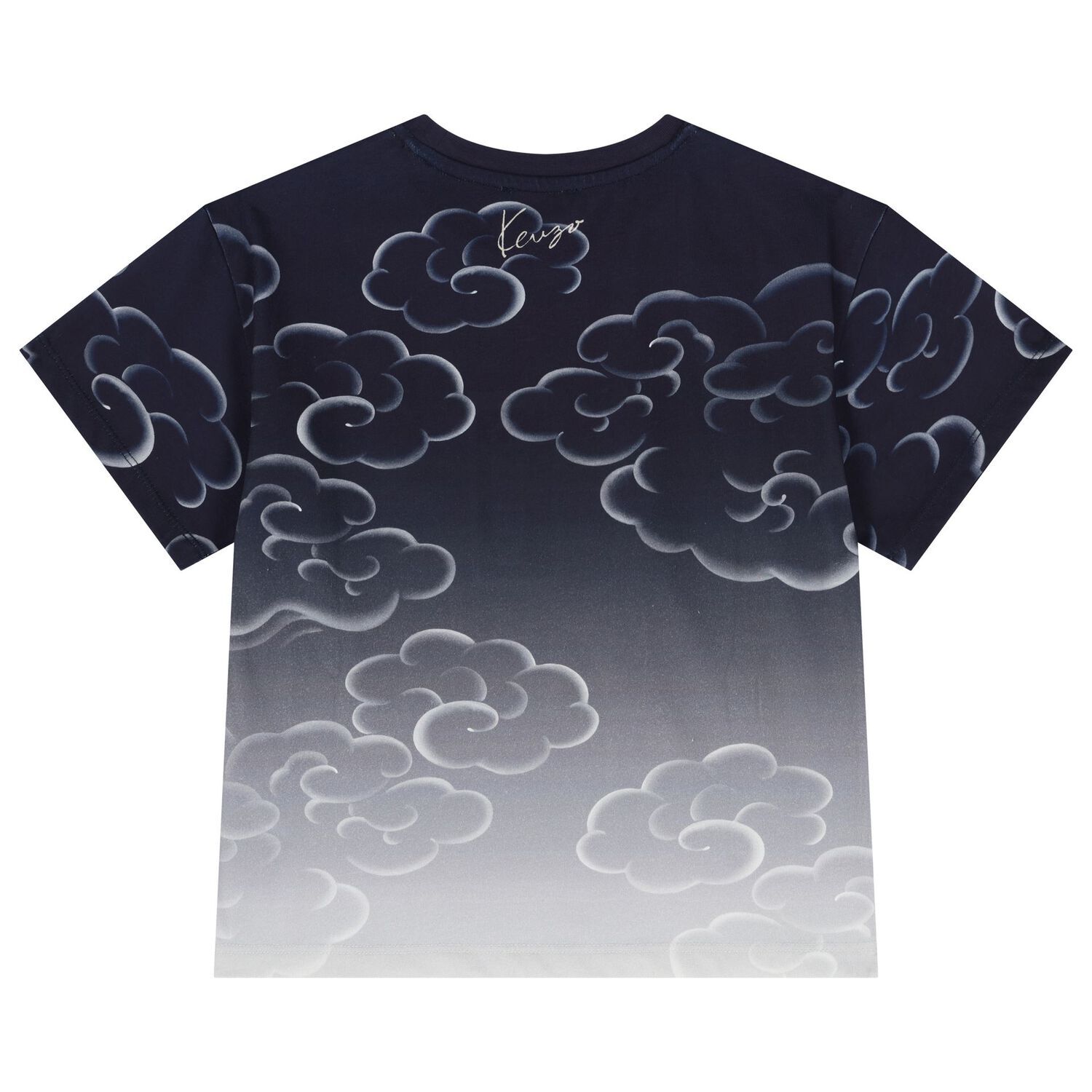 Navy Blue & White Tiger Logo Ombre T-Shirt, 1, hi-res image number null