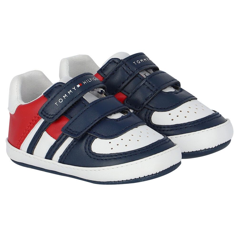Tommy Baby Navy, White Red Logo Pre Walker Shoes | Junior Couture USA