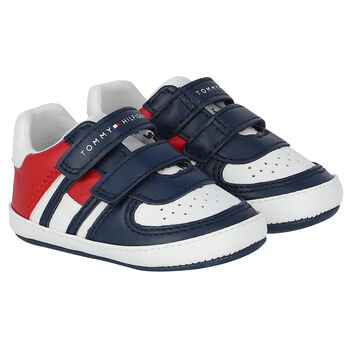 Baby Boys Navy, White & Red Logo Pre Walker Shoes