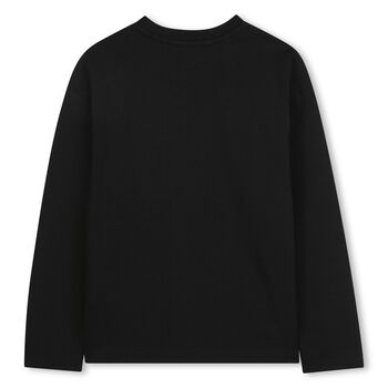 Boys Black Logo Long Sleeve Top