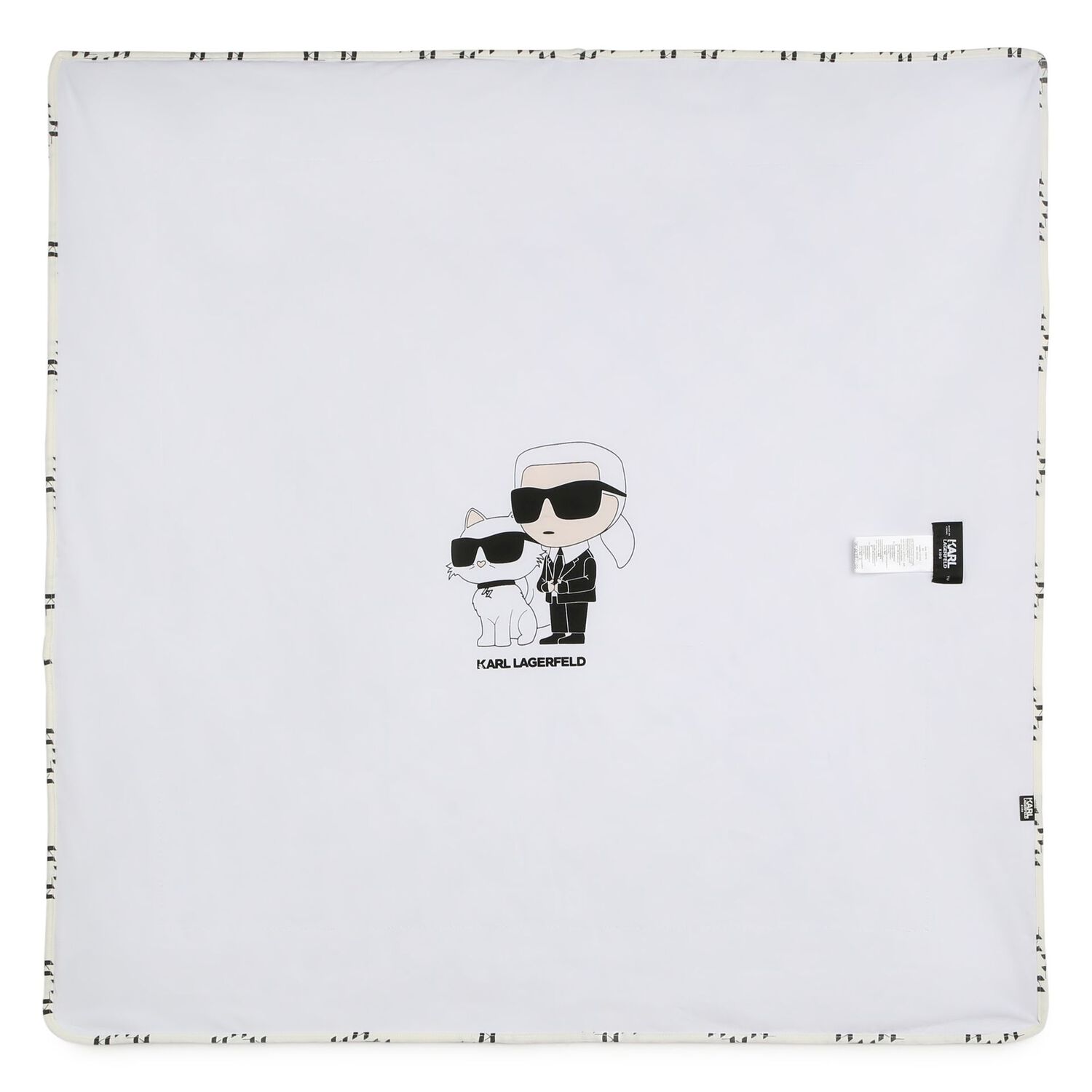 بطانية بالشعار باللون العاجي والأسود, 1, hi-res