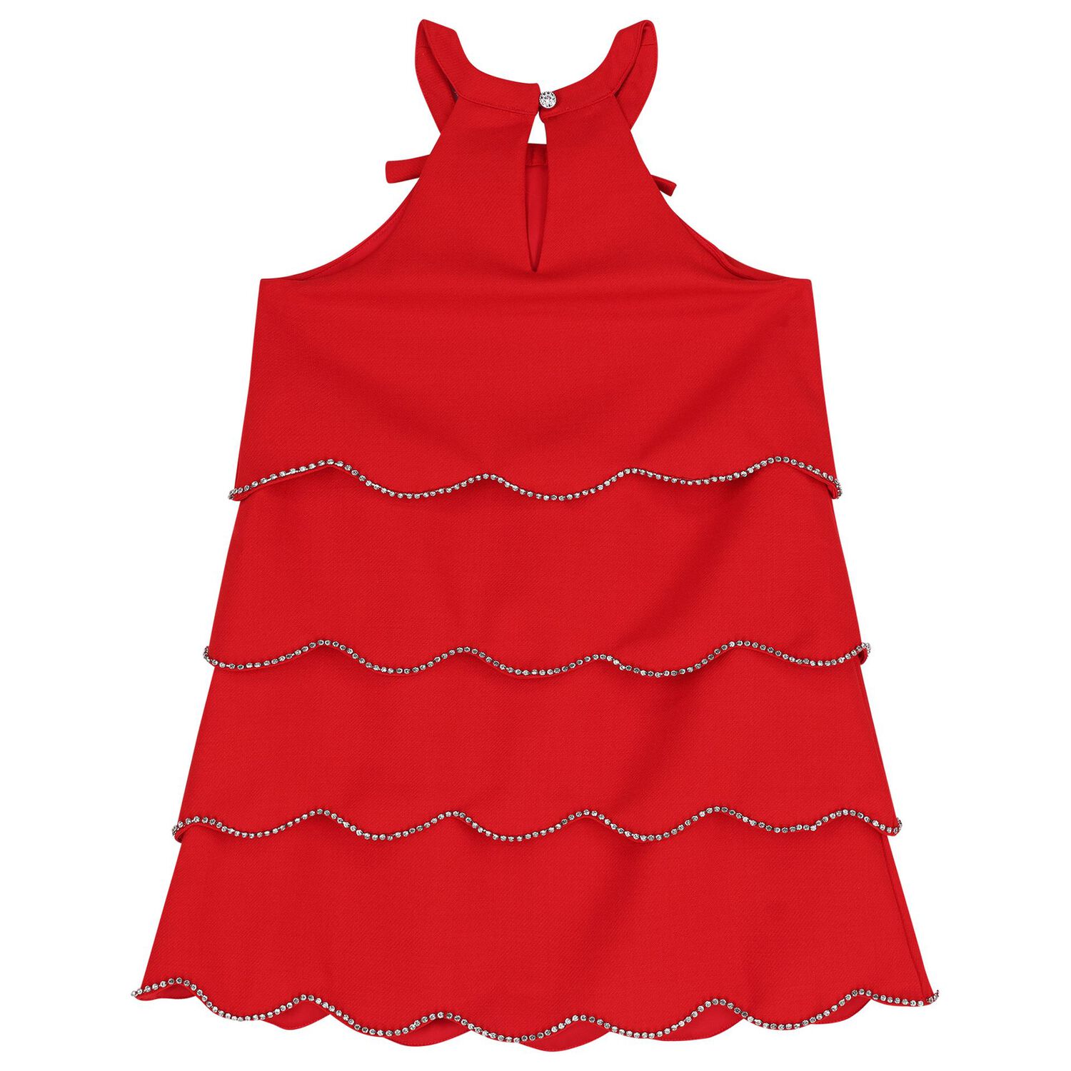 Girls Red Logo Diamante Dress , 1, hi-res