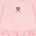 Younger Girls Pink Teddy Bear Logo Dress, 3, hi-res