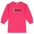 Girls Pink Teddy Bear Logo Dress, 2, hi-res
