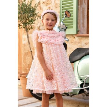 Girls Pink Sequin Tulle Dress