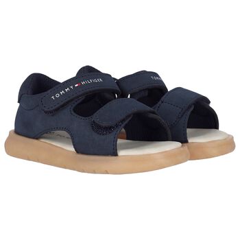 Younger Boys Navy Blue Leather Sandals