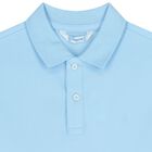 Boys Blue Logo Polo Shirt, 1, hi-res
