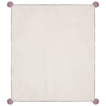 Baby Girls Purple & Ivory Pom Pom Blanket