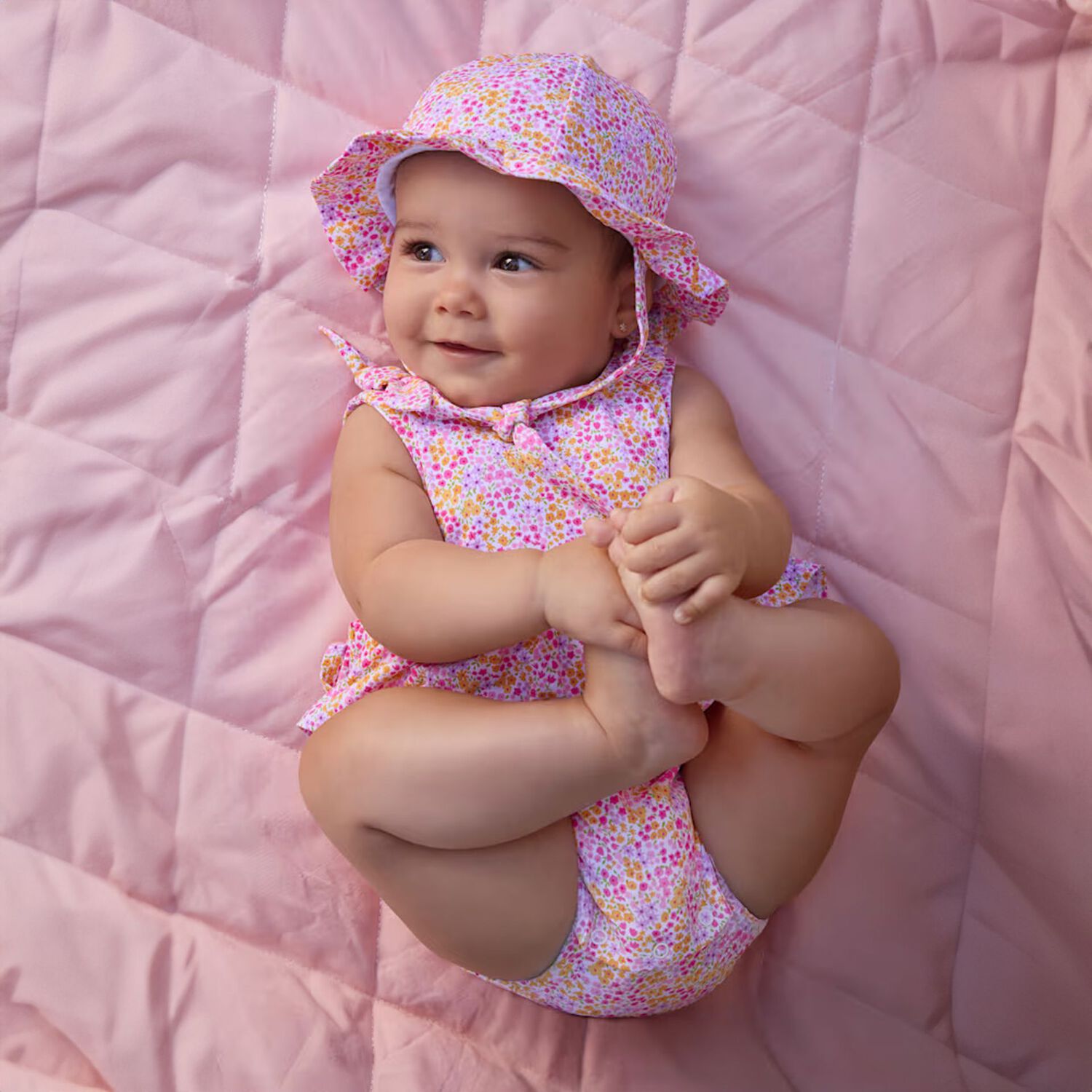 Baby Girls Pink Floral Bodysuit Set, 1, hi-res