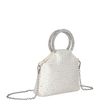 Girls Ivory Rhinestone Embellished Handbag ( 23cm )