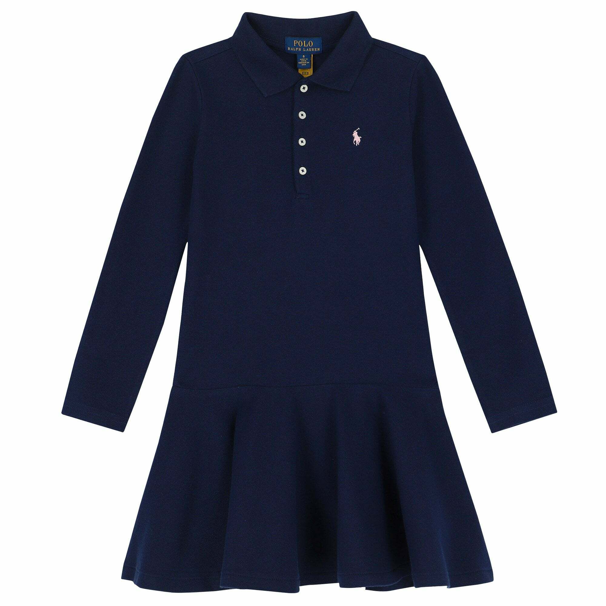 Ralph Lauren Girls Navy Logo Polo Dress Junior Couture