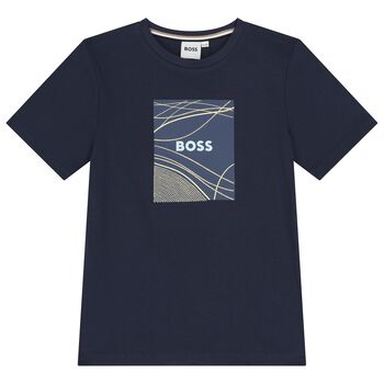 Boys Navy Blue Logo T-Shirt