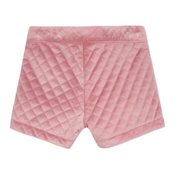 Girls Pink Velvet Shorts