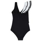 Girls White & Black Ruffled Swimsuit, 1, hi-res