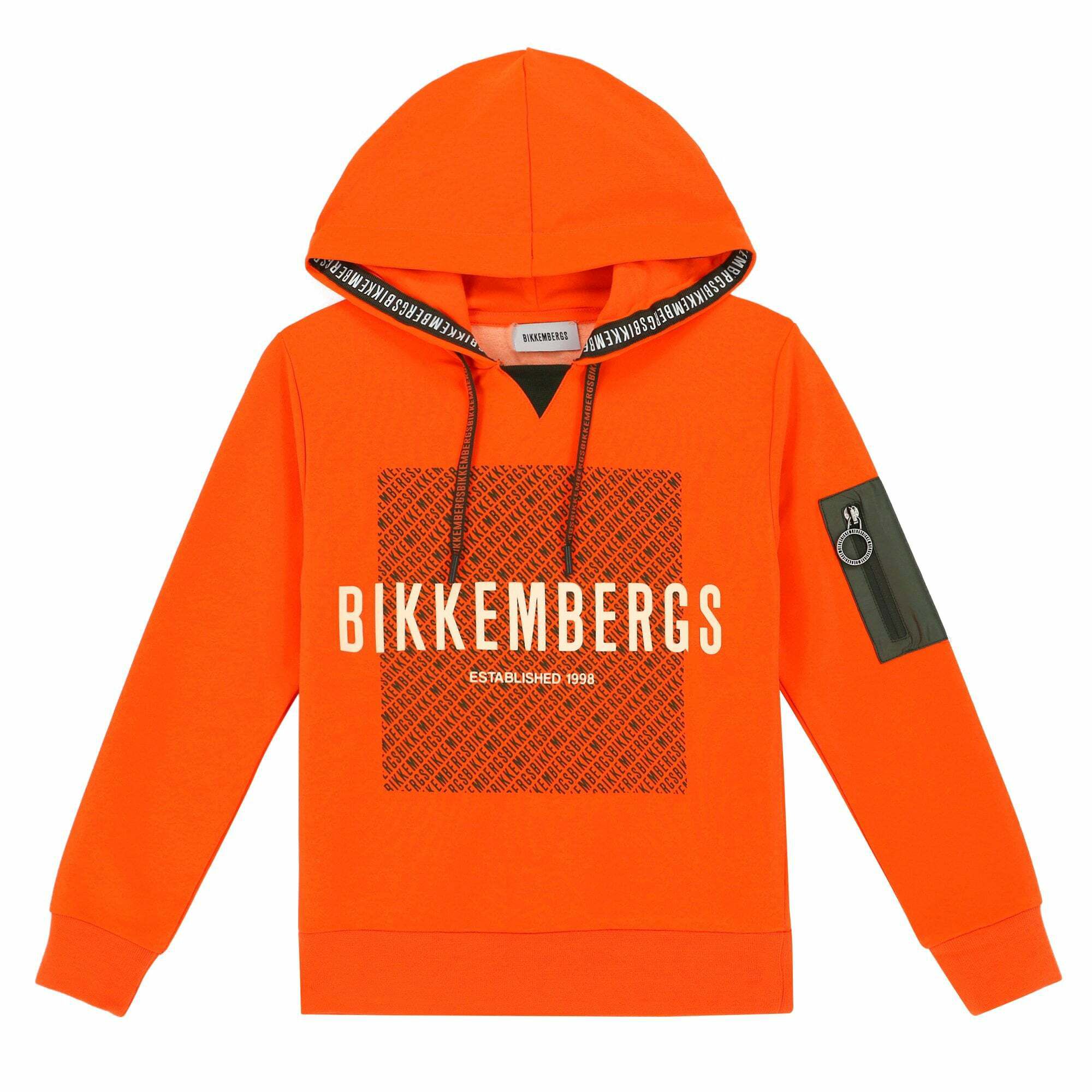 Bikkembergs Boys Neon Orange Hoodie Top Junior Couture