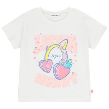 Girls White Headphones T-Shirt