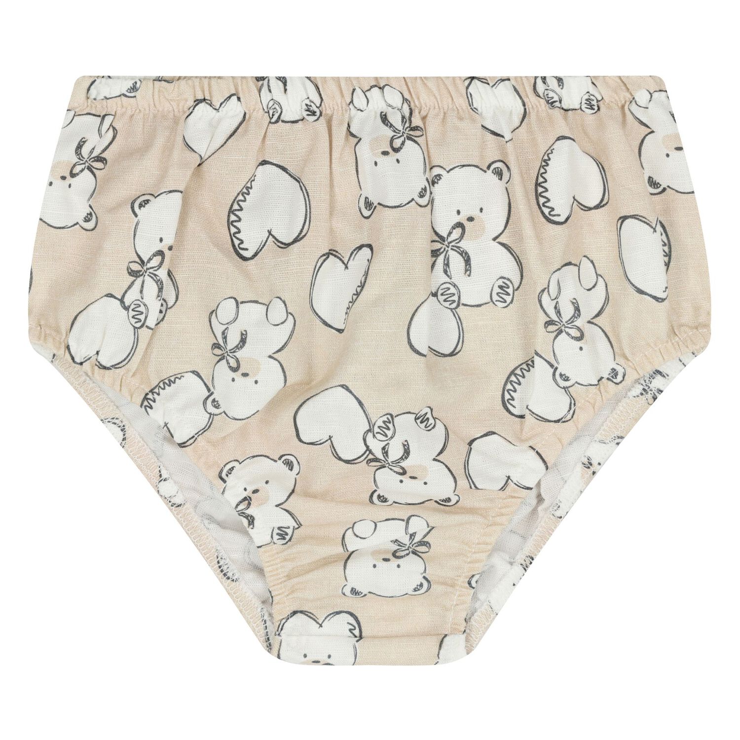 Baby Girls Beige Heart & Bear Dress Set, 1, hi-res