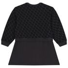 Girls Black Logo Dress, 1, hi-res