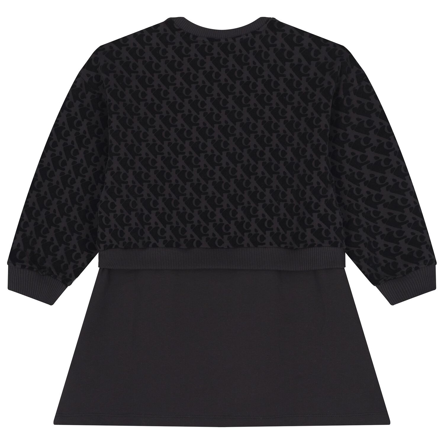 Girls Black Logo Dress, 1, hi-res