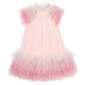 Girls Pink Embellished Tulle Dress