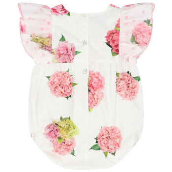 Baby Girls White & Pink Floral Shortie