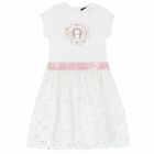Girls White & Rose-Gold Logo Dress, 1, hi-res