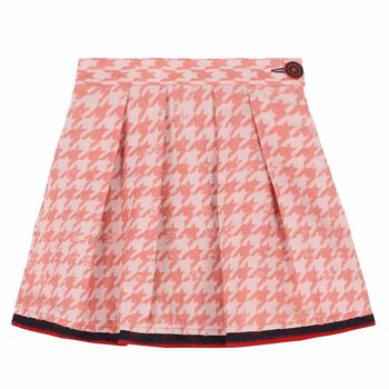 Girls Pink Houndstooth Skirt